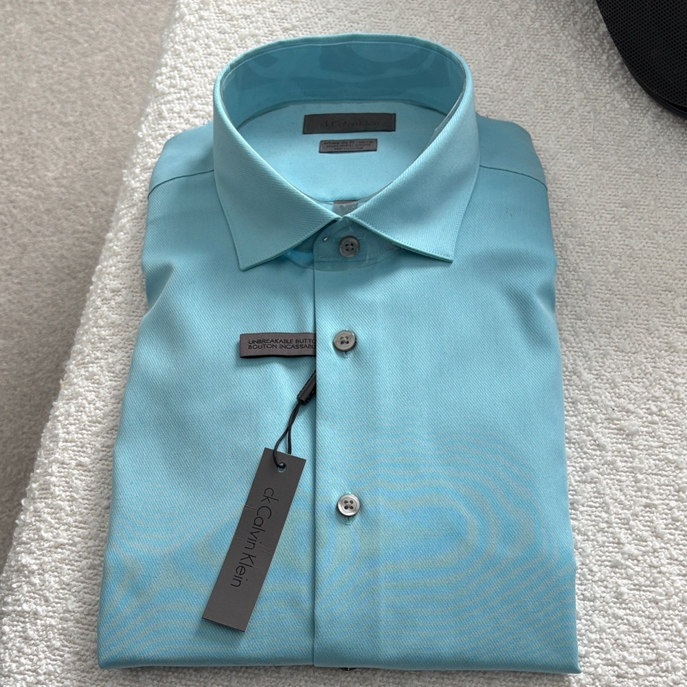 Calvin Klein Men's Turquoise Dress Shirt